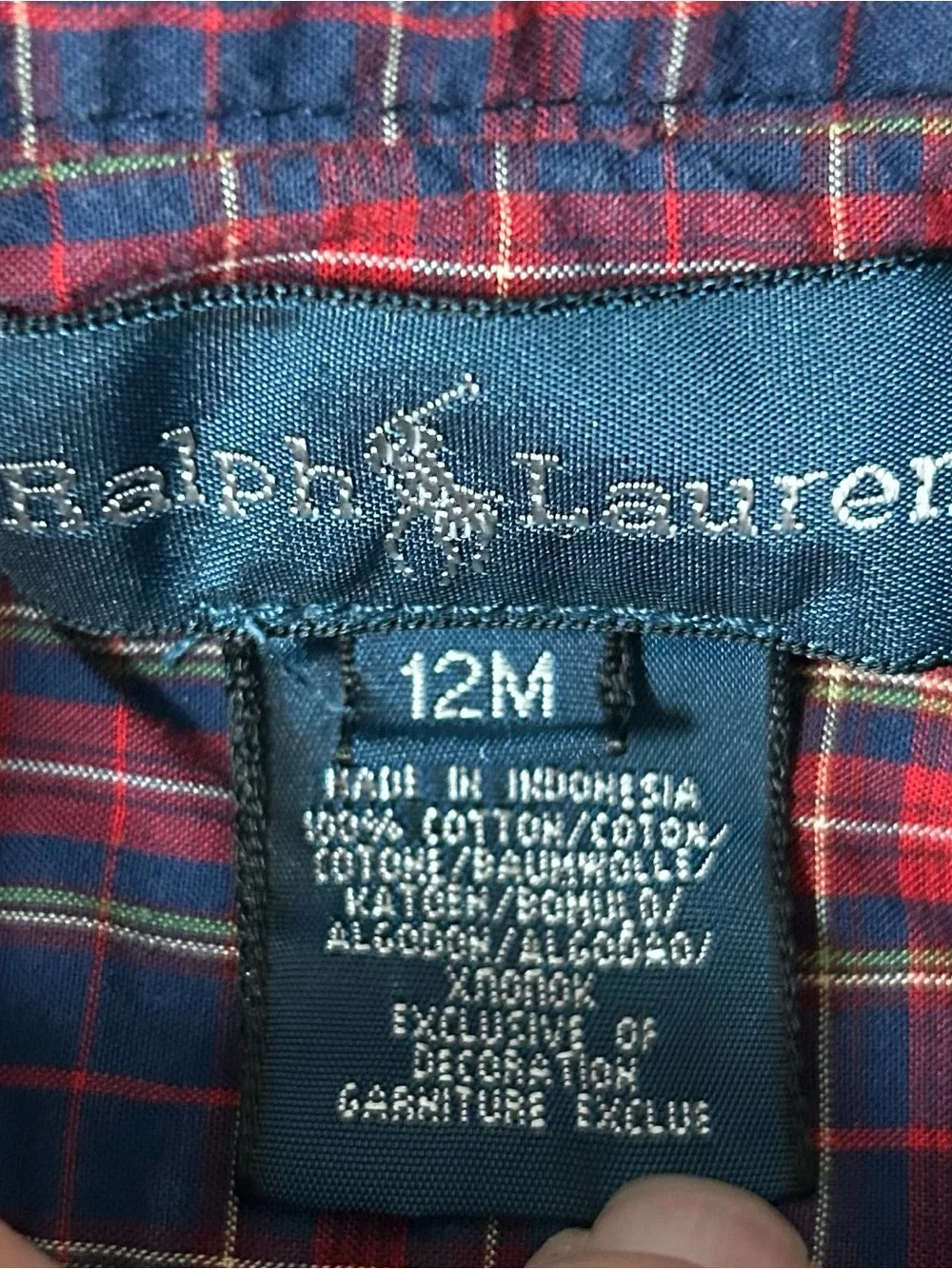 Ralph Lauren Shirt Baby Boy’s 12M Red Blue Plaid